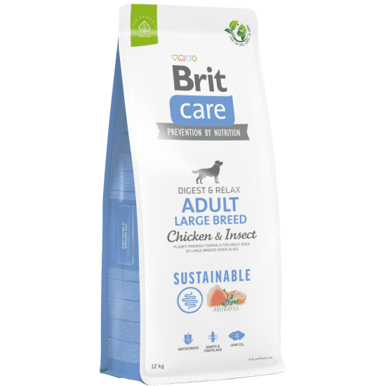 Brit Care Sustainable Adult Large Breed Chicken&Insect sausas maistas šunims su vištiena ir vabzdžiais