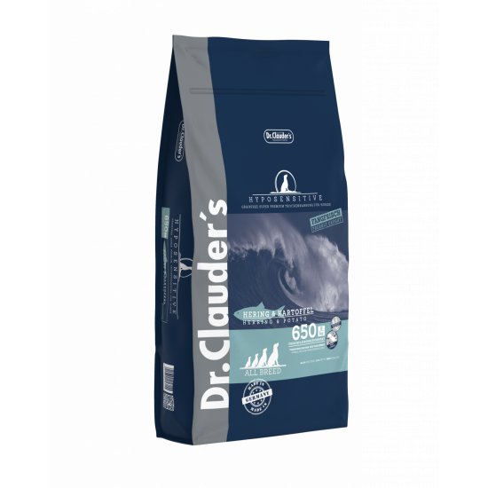 DR. CLAUDER'S HYPOSENSITIVE PLUS sausas maistas suaugusiems šunims su silke ir bulvėmis 11.5kg