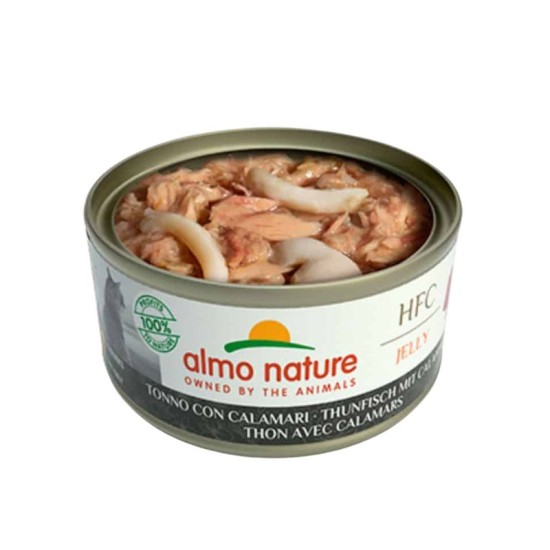 Almo Nature Jelly HFC Tuna with Squids tunas su kalmarais konservai katėms