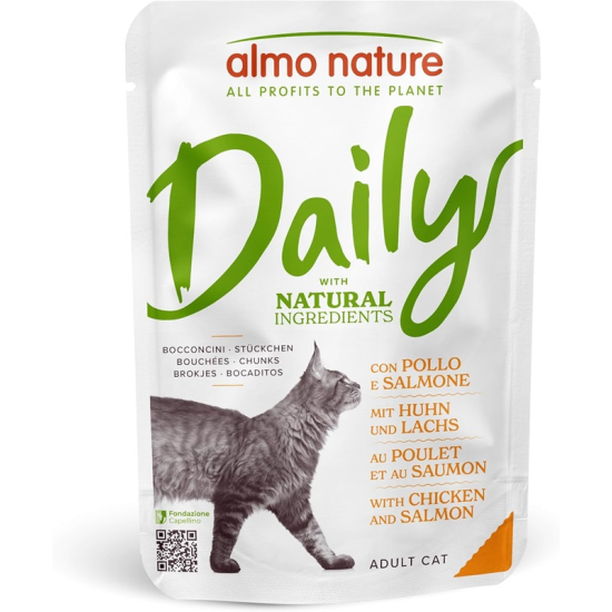 Almo Nature Daily Cat Pouch with Chicken and Salmon 70g su vištiena ir lašiša