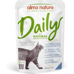 Almo Nature Daily Cat Pouch with Code and Shrimps 70g su menke ir krevetėmis