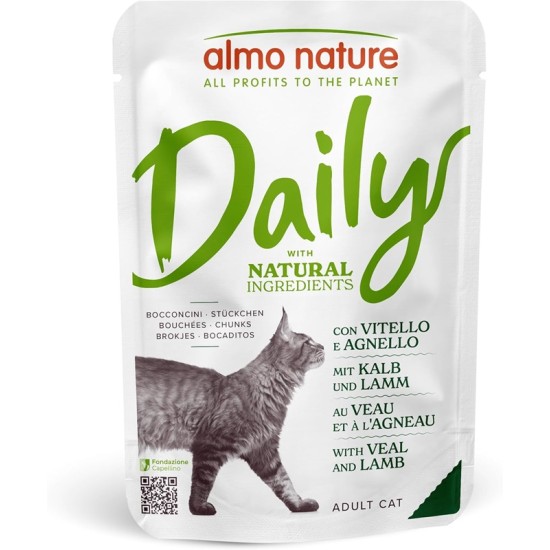 Almo Nature Daily Cat Pouch with Veal and Lamb 70g su veršiena ir ėriena