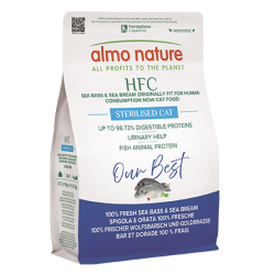 Almo Nature HFC Sterilised Sea Bass and Sea Bream sausas maistas katėms