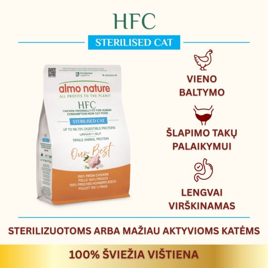 Almo Nature HFC Adult Sterilised Cat Fresh Chicken sausas maistas katėms
