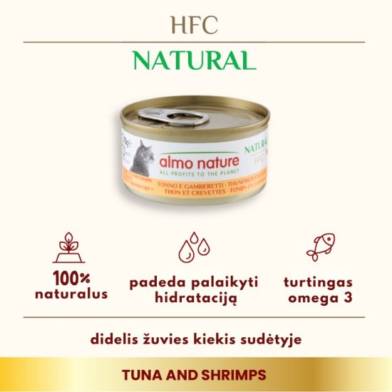 Almo Nature HFC Tuna with Shrimps konservai katėms su tunu ir krevetėmis