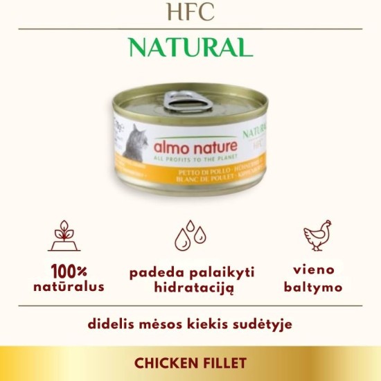 Almo Nature HFC Chicken filet  vištienos filės konservai katėms