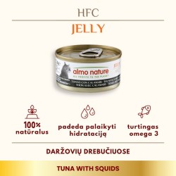 Almo Nature Jelly HFC Tuna with Squids tunas su kalmarais konservai katėms