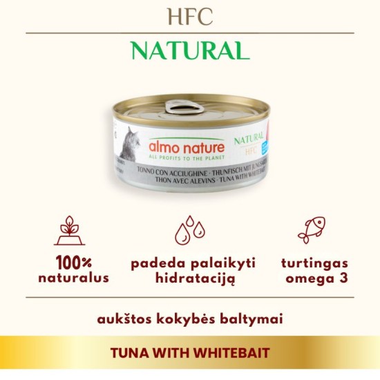 Almo Nature HFC Tuna with Whitebait konservai katėms su tunu ir jaunom sardinėm 