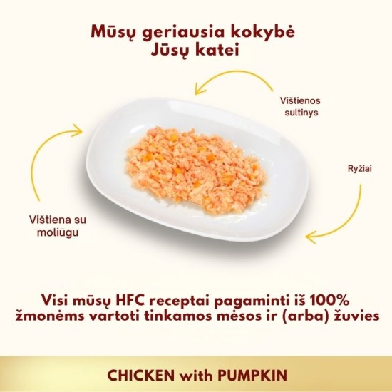 Almo Nature HFC Chicken with Pumpkin konservai katėms su vištena ir moliūgu 