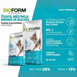 BIO FORM Premium Dog Adult Blue Fish & Potatoes CENNAMO sausas maistas šunims