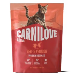 CARNILOVE ACTIVE Cat Beef & Venison Sterilised sausas pašaras katėms