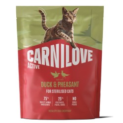 CARNILOVE ACTIVE Cat Duck & Pheasant Sterilised sausas pašaras katėms