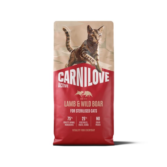 CARNILOVE ACTIVE Cat Lamb & Wild boar Sterilised sausas pašaras katėms