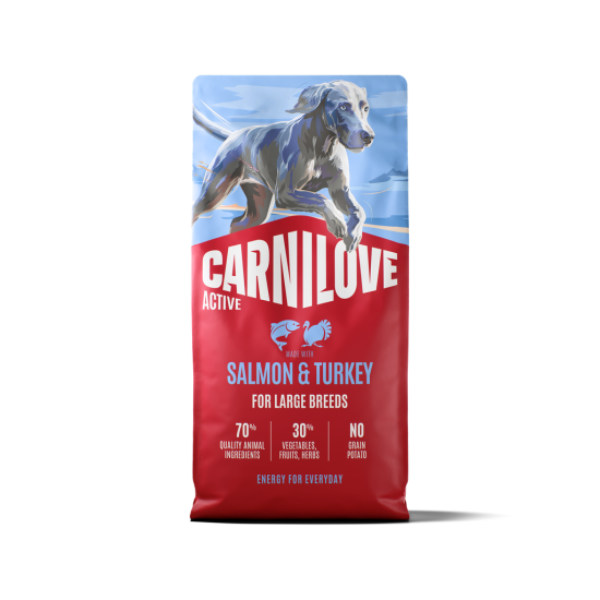 CARNILOVE ACTIVE Dog Salmon & Turkey Large Breeds sausas pašaras šunims