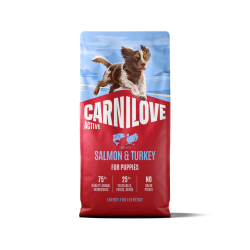 CARNILOVE ACTIVE Dog Salmon & Turkey Puppy sausas pašaras šuniukams 