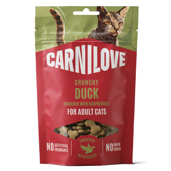 CARNILOVE Crunchy Snack Duck enriched with Raspberries skanėstai katėms 50 g