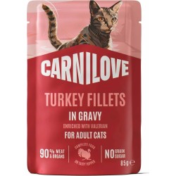 CARNILOVE Gravy Turkey enriched with Valerian NEW konservuotas pašaras katėms 85 g