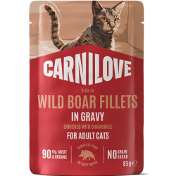 CARNILOVE Gravy Wild Boar enriched with Chamomile NEW konservuotas pašaras katėms 85 g