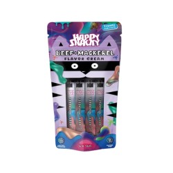 HAPPY SNACKY Beef Mackerel Flavor Cream 4x10g kreminis skanėstas katėms