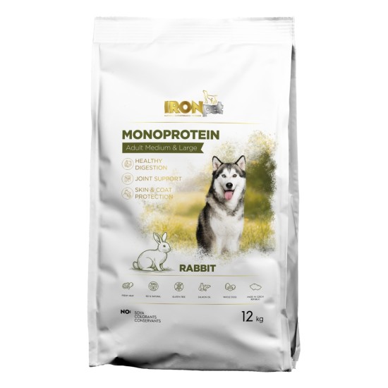 IRONpet Rabbit Medium & Large breed Adult vieno baltymo pašaras suaugusiems šunims