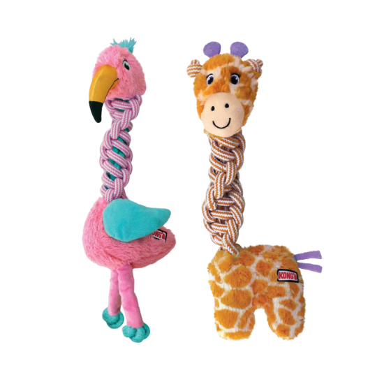 KONG Knots Twists Giraffe/Flamingo žaislas šunims