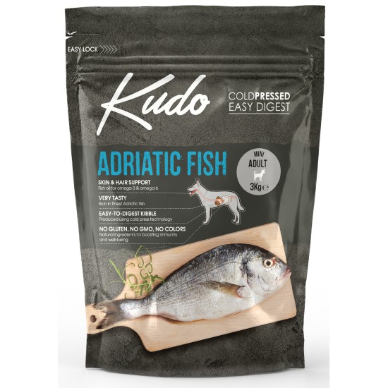 Kudo Adriatic Fish Mini Adult sausas maistas suaugusiems šunims 3 kg