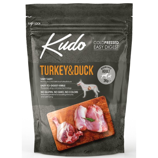Kudo Turkey&Duck Medium Maxi Adult sausas maistas suaugusiems šunims