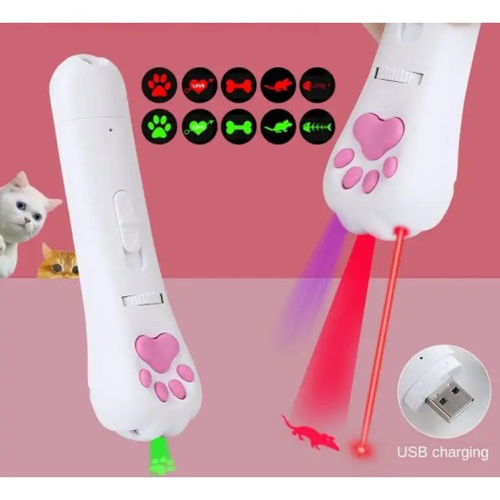 Žaislas katėms LED lazeris - letena, pakraunama USB
