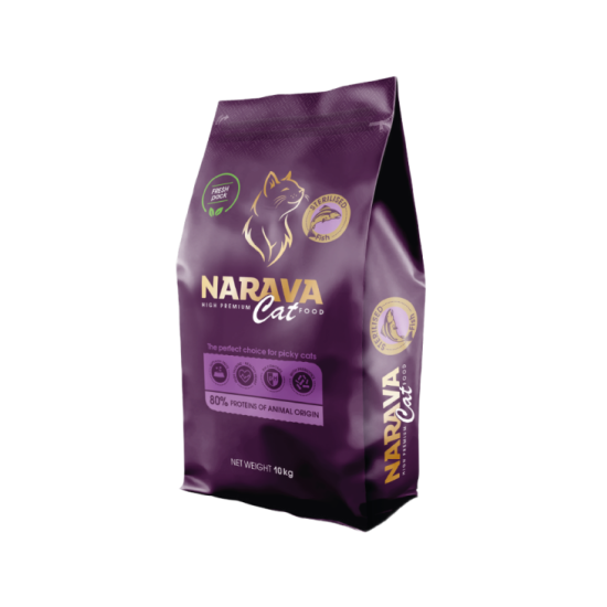 Narava High Premium Cat Fish Sterilised sausas pašaras katėms