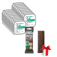 Rinkinys Solo Coniglio konservai šunims su triušiena 18x300g + Dovana Bow Wow Protein Bar su kriliu ir jūros dumbliais batonėlis šunims, 33% baltymų