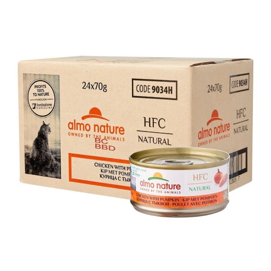 Almo Nature HFC Chicken with Pumpkin konservai katėms su vištena ir moliūgu 