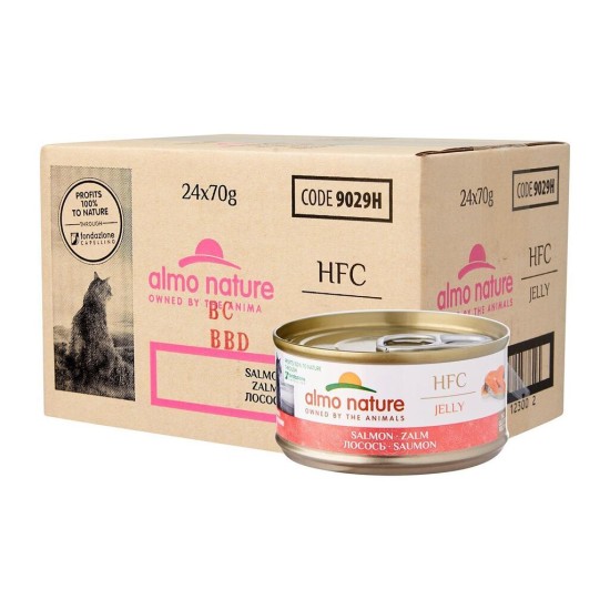 Almo Nature HFC Jelly Salmon konservai katėms su lašiša drebučiuose