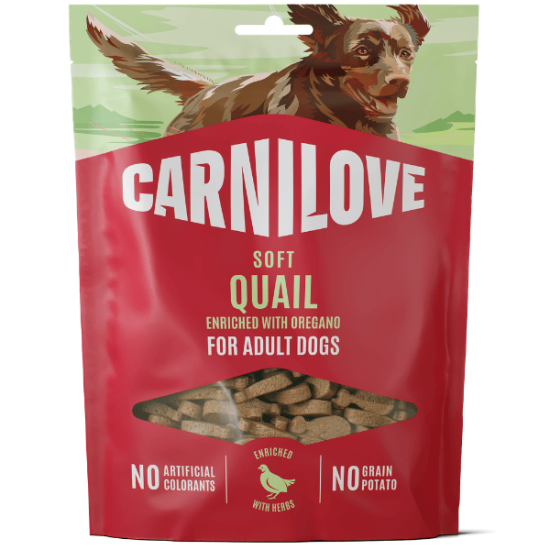 CARNILOVE Soft Snack Quail enriched with Oregano skanėstai šunims 200 g