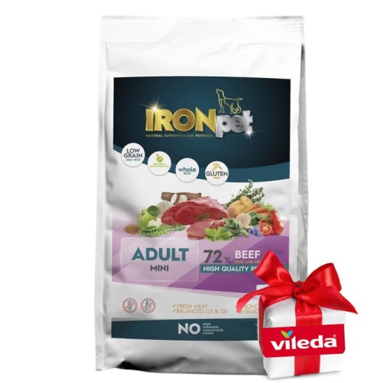 IRONpet BEEF Mini Adult vieno baltymo pašaras suaugusiems šunims+DOVANA