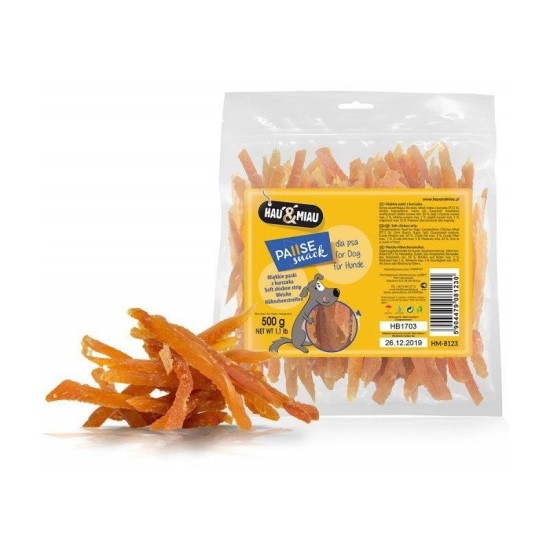 Hau&Miau Minkštos vištienos juostelės skanėstas šunims 500g