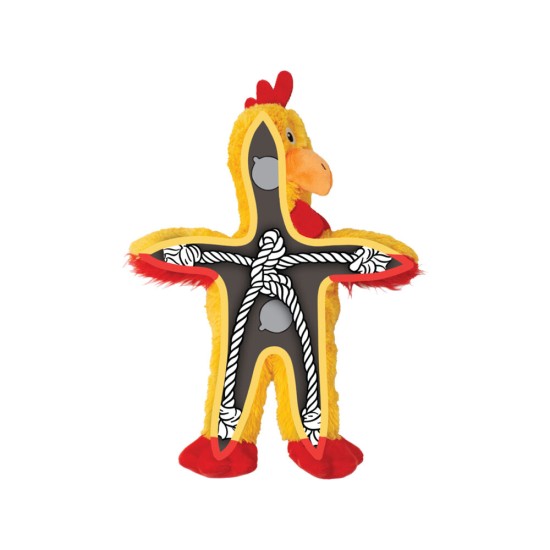 KONG Knots Chicken M/L – pliušinis žaislas šunims su vidine virve
