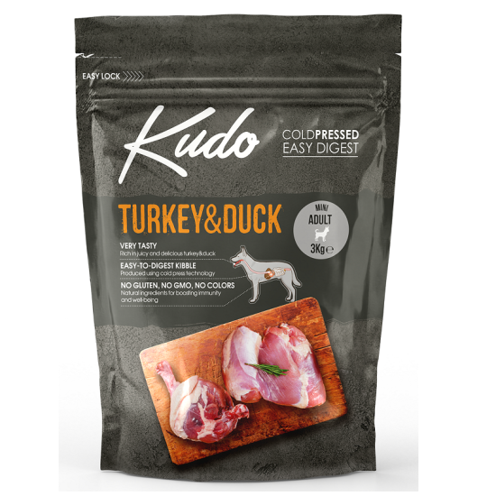 Kudo Turkey&Duck Mini Adult sausas pašaras suaugusiems šunims 3 kg