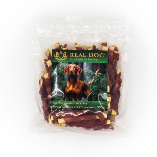 REAL DOG SNACKS Menkės juostelės apsuktos antiena 500g