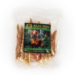 REAL DOG SNACKS Vištienos file ant odos pagaliukų (plunksnos) 500g