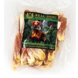 REAL DOG Triušio ausys su minkšta vištiena skanėstai šunims 500g