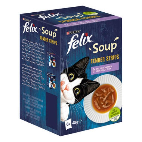 Felix Soup Mix sriuba katėms su jautiena, vištiena ir tunu Felix Soup Mix sriuba katėms su jautiena, vištiena ir tunu