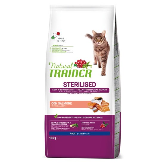NATURAL TRAINER Cat Adult Sterilised Salmon Su Lašiša NATURAL TRAINER Cat Adult Sterilised Salmon Su Lašiša