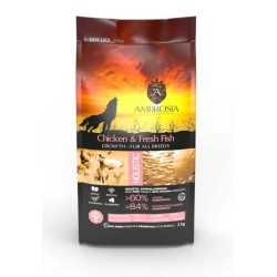 AMBROSIA GF Chicken & Fresh Fish Puppy begrūdis vištienos ir šviežios žuvies sausas maistas šuniukams
