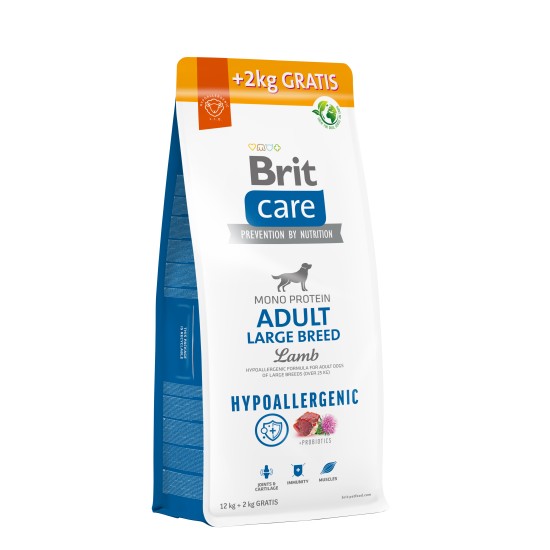 Brit Care Hypoallergenic Adult Large Breed Lamb sausas maistas šunims su ėriena 12 + 2 kg
