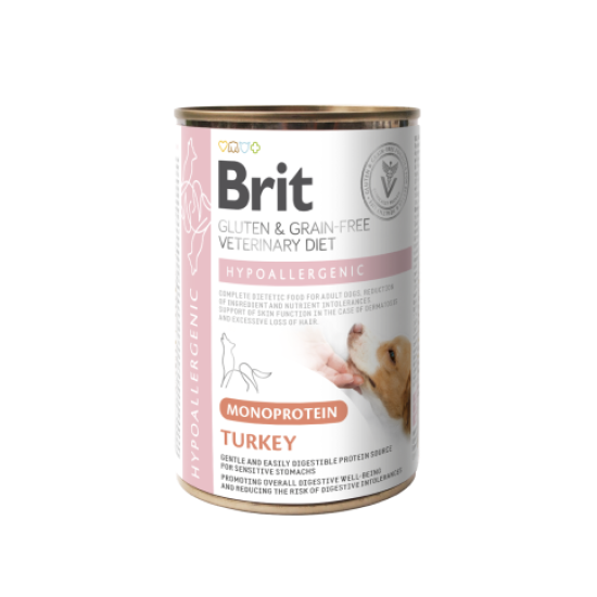 Brit GF Veterinary Diets konservai šunims Hypoallergenic Monoprotein Turkey