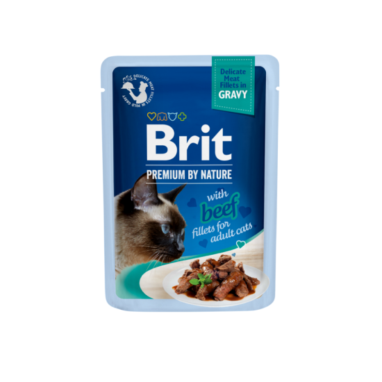 Brit Premium Cat Delicate Beef in Gravy konservai katėms