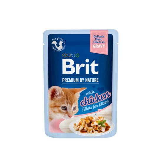 Brit Premium Cat Delicate Chicken for Kitten in Gravy konservai kačiukams iki 1 metų