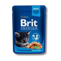 Brit Premium Chicken Chunks Kitten konservai kačiukams iki 1 metų Brit Premium Chicken Chunks Kitten konservai kačiukams iki 1 metų
