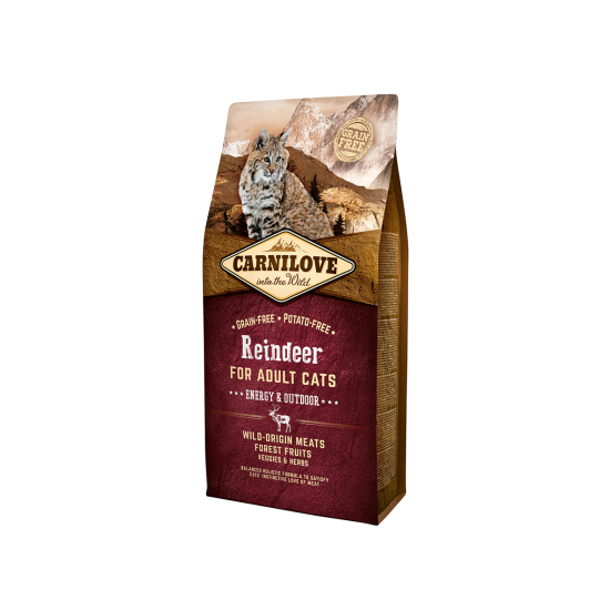 Carnilove Reindeer Adult Cat Energy & Outdoor sausas pašaras katėms Carnilove Reindeer Adult Cat Energy & Outdoor sausas pašaras katėms