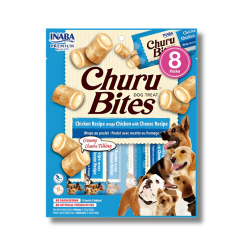 Churu Dog Bites Chicken Cheese pagalvėlės formos skystas skanėstas šunims su vištiena ir sūriu